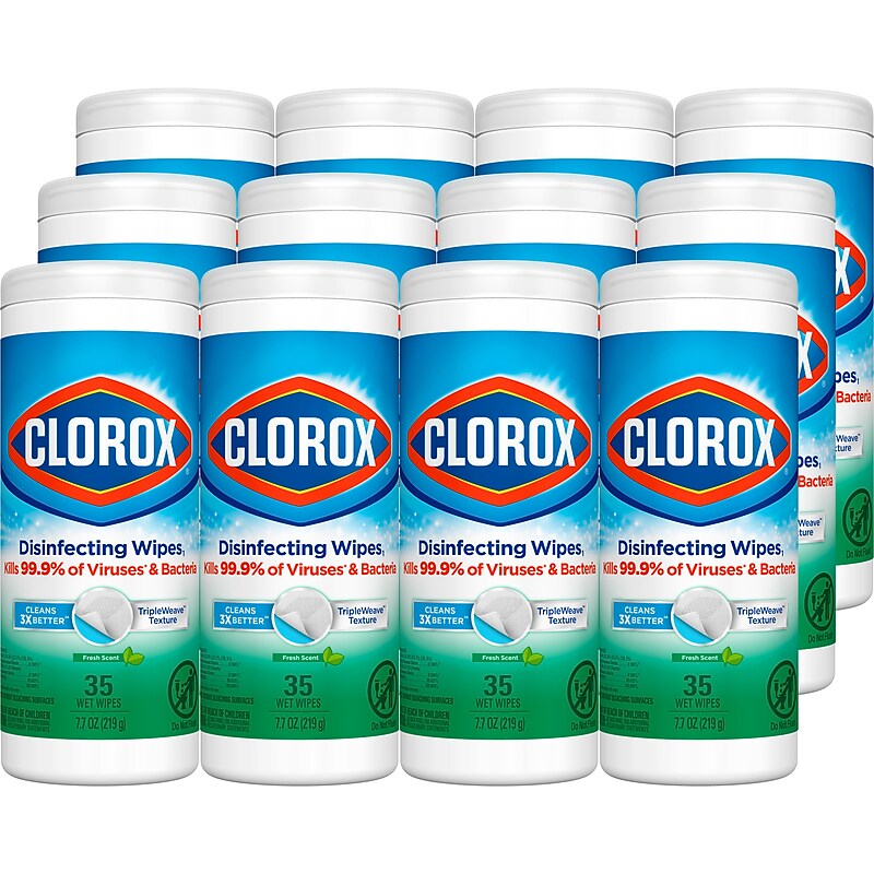 Clorox Disinfecting Wipes, Fresh Scent, 35 Wipes/Container, 12/Carton (01593) image 1