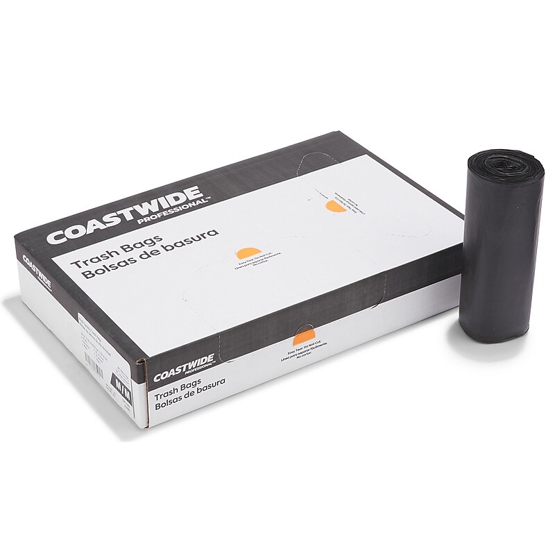 Coastwide Professional™ 30-33 Gallon Trash Bag, 33" x 40", High Density, 22 mic, Black, 200 Bags/Box (CW17969) image 1