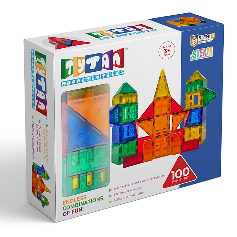 Tytan Toys Magnetic Tiles & Building Blocks, 100 Pieces (ACTYT002) image 1