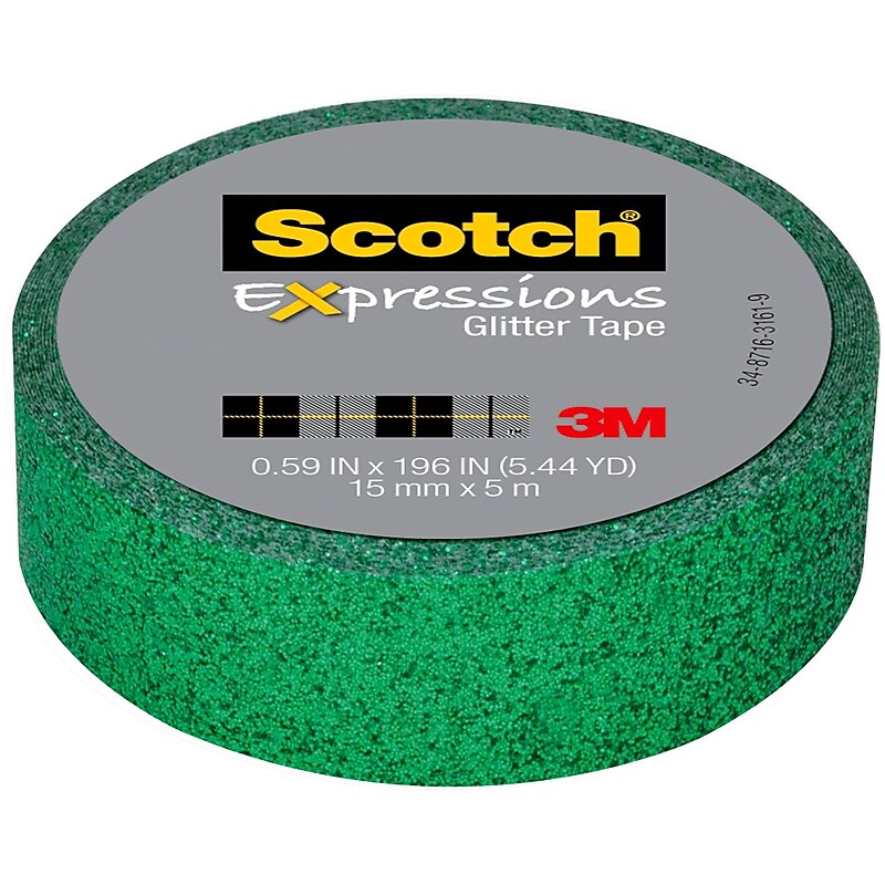Scotch® Expressions Glitter, 0.59" x 196", Dark Green Glitter (C514-GRN2) image 1