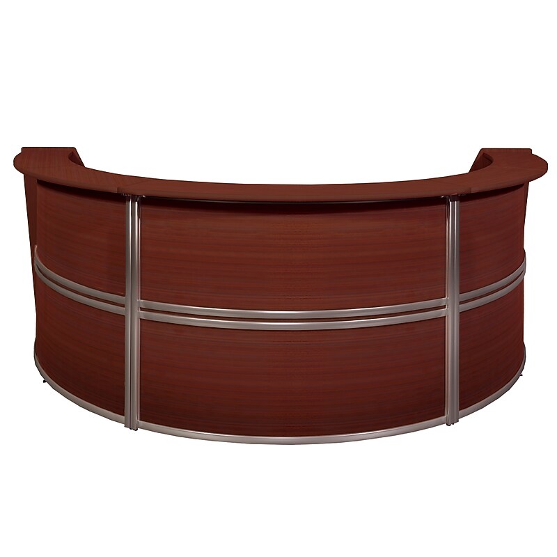 Regency Marque 144"W Curved Reception Desk Workstation, Mahogany (77293MH) image 1