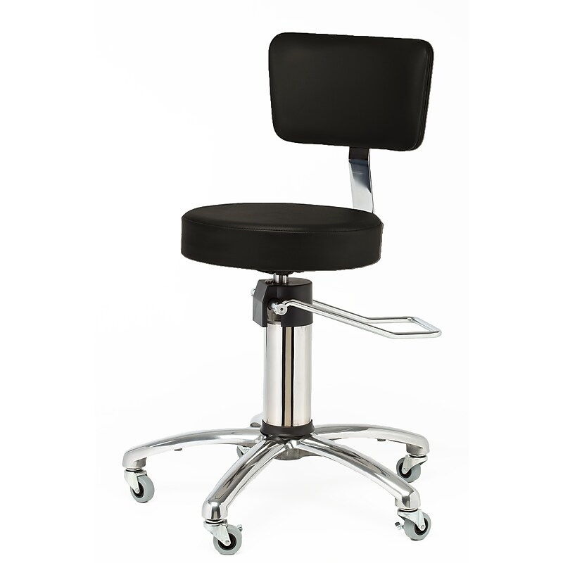 Brandt Industries Armless Vinyl Medical Stool with Backrest (15512 Black) image 1