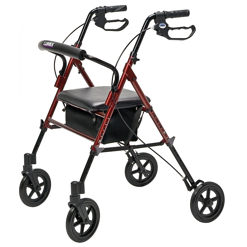 Lumex Set n Go Wide Folding Rollator, Adult, Burgundy (RJ4718R) image 1
