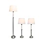 Lalia Home Perennial 58.5"/30" Brushed Nickel Three-Piece Floor/Table Lamp Set with Tapered Shades (LHS-1005-BN)~#|#~9A37197D-3916-4BFD-BEBBF8E19310A785_sc7