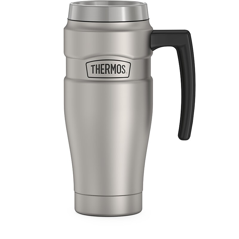 Thermos King Stainless Steel Vacuum Insulated Travel Mug, 16 oz., Matte Stainless (EASK1000MSTRI4) image 1