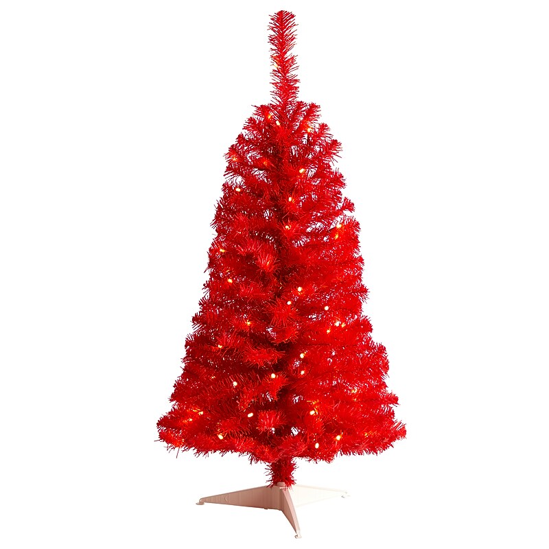 Nearly Natural Red Artificial Christmas Tree, 3' (T3306) image 1