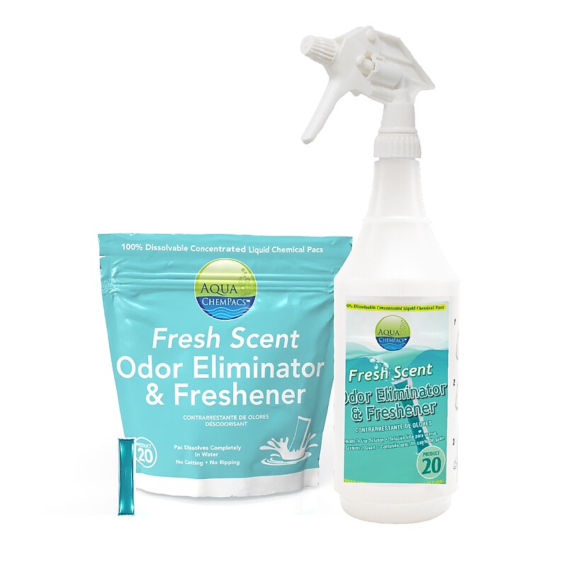 Diversey Aqua Chempacs Fresh Scent Odor Eliminator & Freshener, Spray Bottle Included, Fresh Scent, 12 Pacs/Bag (9321004) image 1