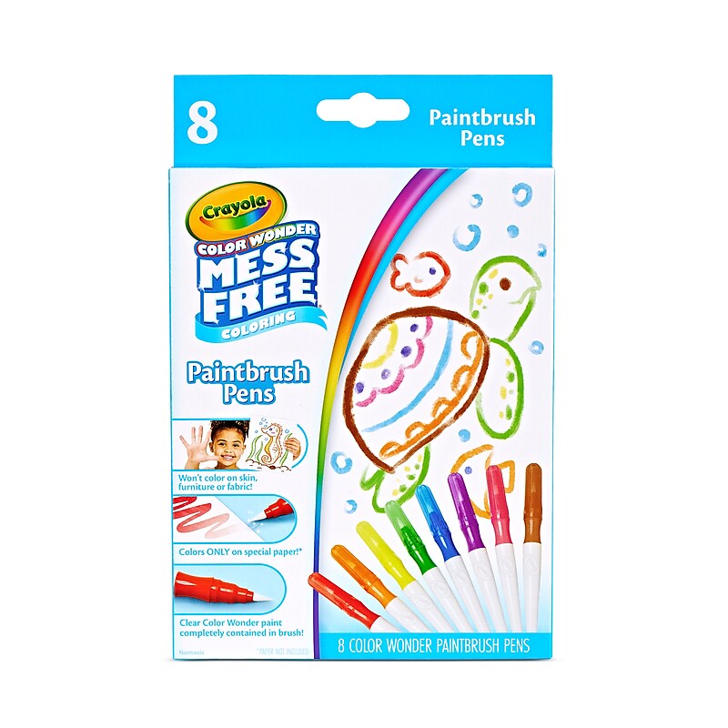 Crayola Color Wonder, Paintbrush Pens, Assorted Colors, 8/Pack (75-2858) image 1