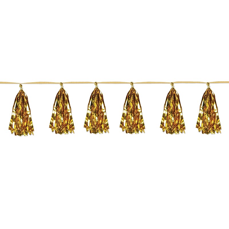 Beistle Metallic Tassel Garland, Gold, 2/Pack (59927-GD) image 1