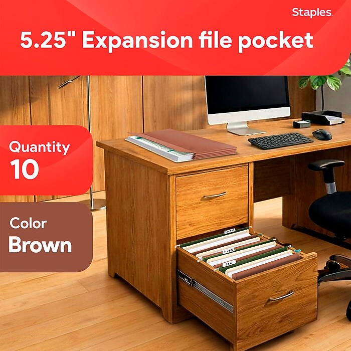 Staples Reinforced File Pocket, 5.25
