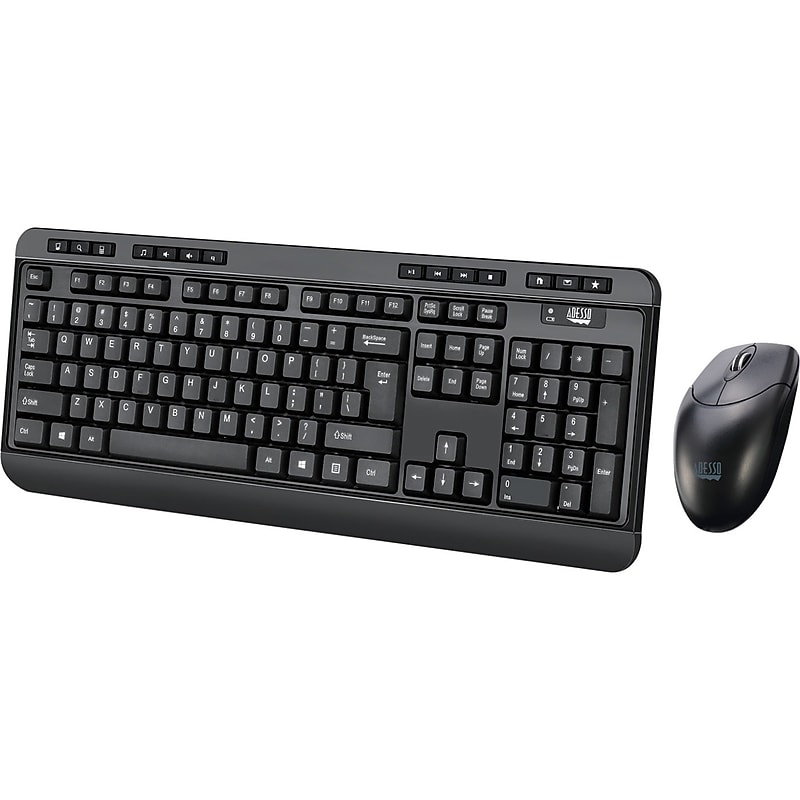 Adesso Wireless Desktop Wireless Keyboard and Optical Mouse Combo, Black (WKB-1320CB) image 1
