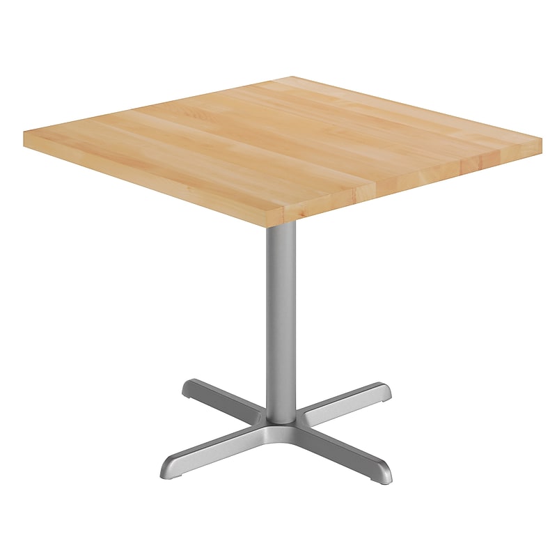 Flash Furniture Bennett Square Shaped Wooden Commercial Indoor Table, 36" x 36", Natural Top/Silver Base (GSFSQ36NTT3030S) image 1
