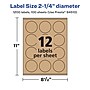 Avery Laser/Inkjet Multipurpose Circle Labels, 2.25" Dia, Kraft Brown, 1200/Box (94510)~#|#~9A618990-DEAE-4BB1-BD4701A2BD00D23C_sc7