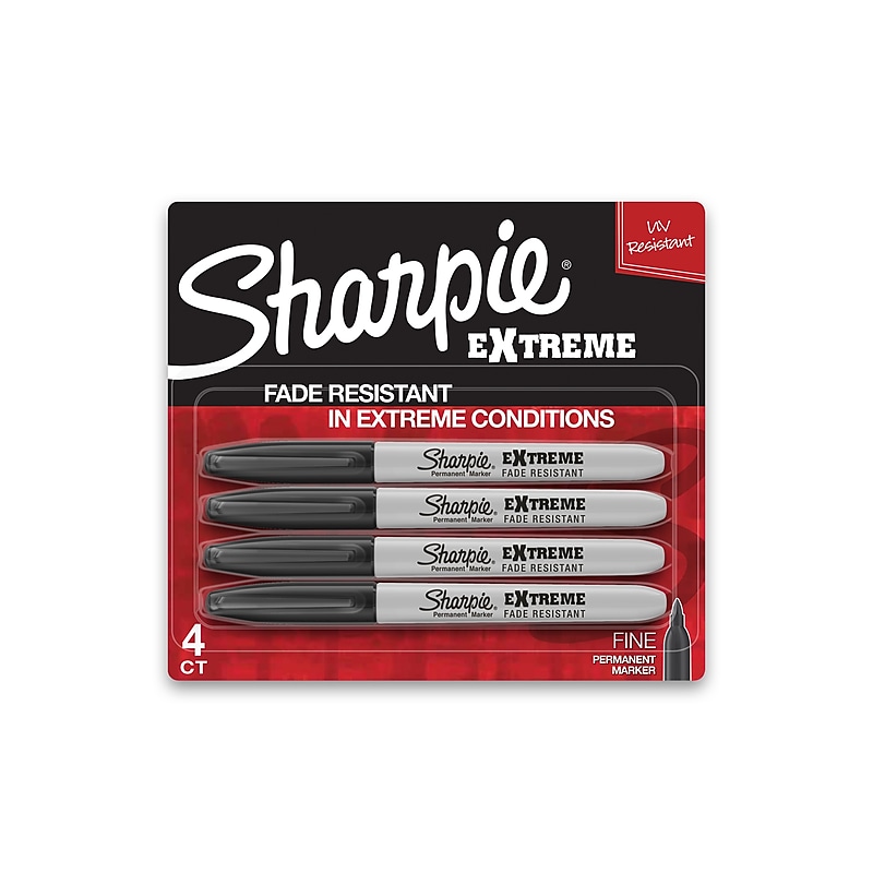 Sharpie eXtreme Permanent Markers, Fine Tip, Black, 4/Pack (1927436) image 1
