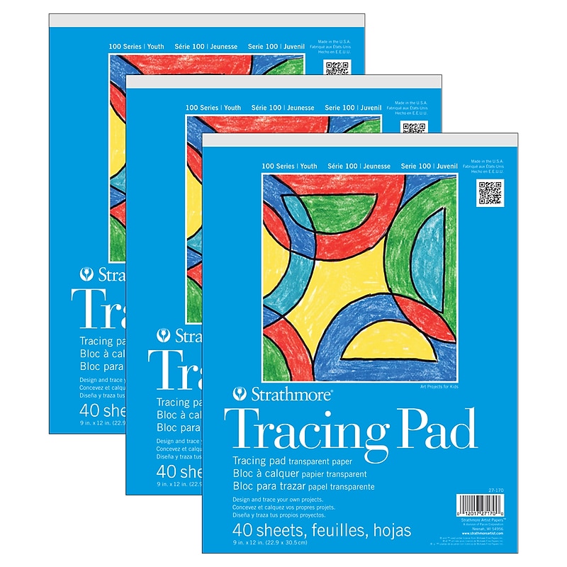 Strathmore 100 Series 9" x 12" Tracing Sketch Pad, 40 Sheets/Pad, 3/Bundle (STTP271701-3) image 1