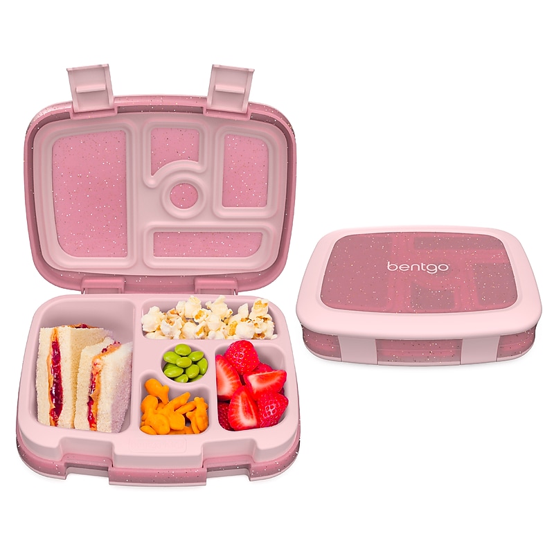 Bentgo Kids Prints Bento Box, 5-Compartment, Petal Pink Glitter (BGKSPGL-PP) image 1