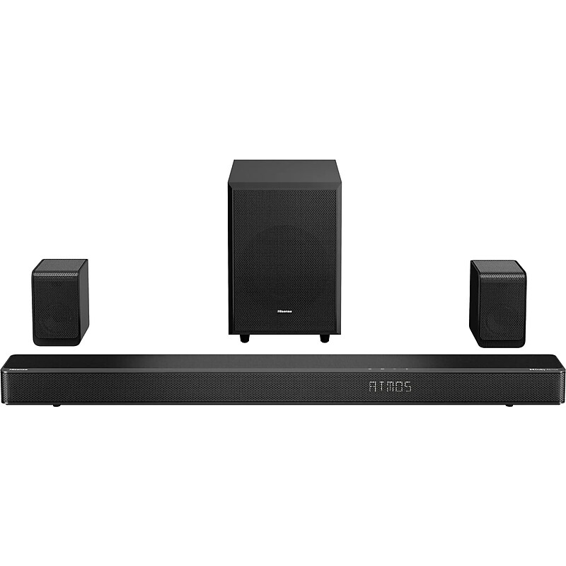 Hisense 5.1.2 Dolby ATMOS Soundbar with Wireless Rear Satellite Speakers & Wireless Subwoofer, Black (AX5125H) image 1