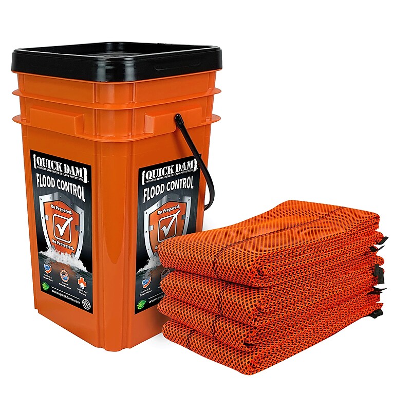 Quick Dam Hi-Vis Water Barrier, 120", Up to 8 Gal. 4/Box (QDGG10-4HV) image 1