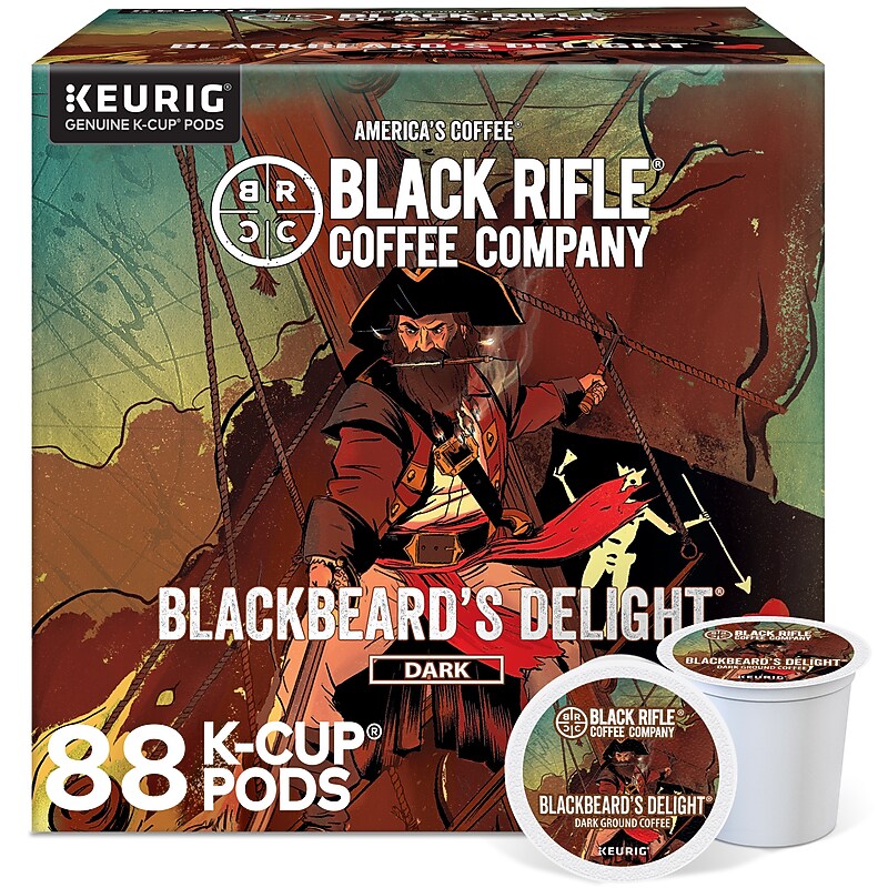 Black Rifle Coffee Company, Blackbeard’s Delight, Single Serve Keurig K-Cup Pods, Dark Roast Coffee, 88 Count (4 Packs of 22) image 1
