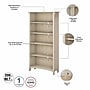Bush Furniture Salinas 63"H 5-Shelf Bookcase with Adjustable Shelves, Antique White (SAB132AW-03)~#|#~9A7F21D5-3704-4690-8F3AD49BF4A4C9EF_sc7