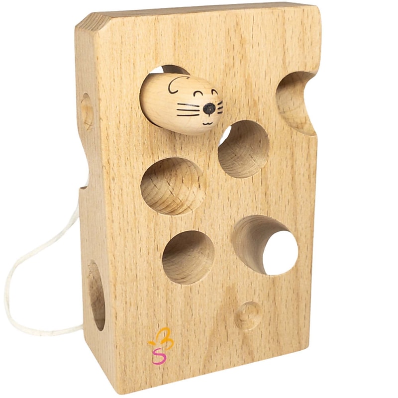 Extasticks Cheesalino Wooden Lacing Cheese and Mouse Toy (EXAE3305) image 1