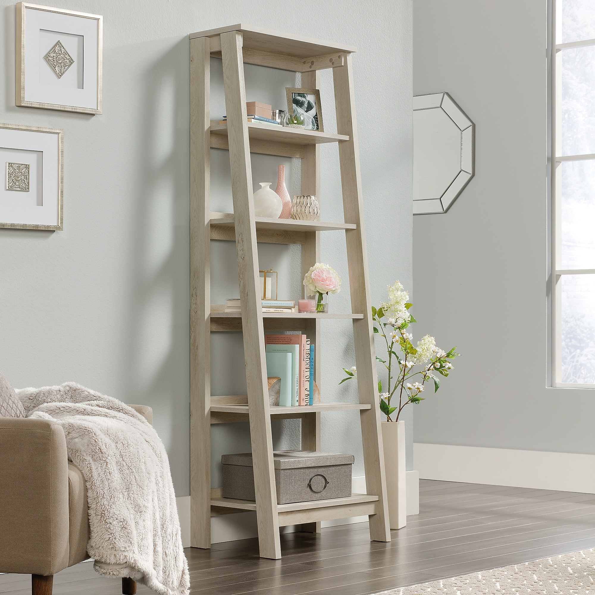 Sauder Trestle 71″H 5-Shelf Bookcase, Chalked Chestnut (424122) Sansujyuku sansujyuku.com