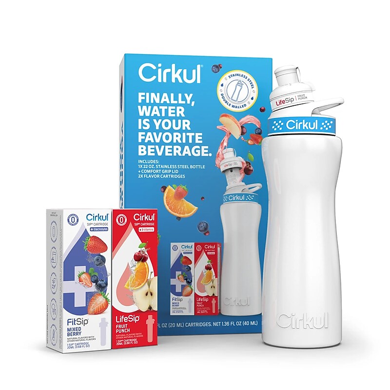 Cirkul Stainless Steel Flavor Water Bottle Kit, 22 oz. (850021373382) image 1