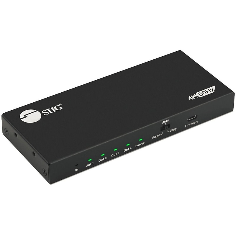 SIIG HDMI Splitter 4-Port HDMI 2.0 HDR Splitter with EDID and Downscaler (CE-H26C11-S1) image 1