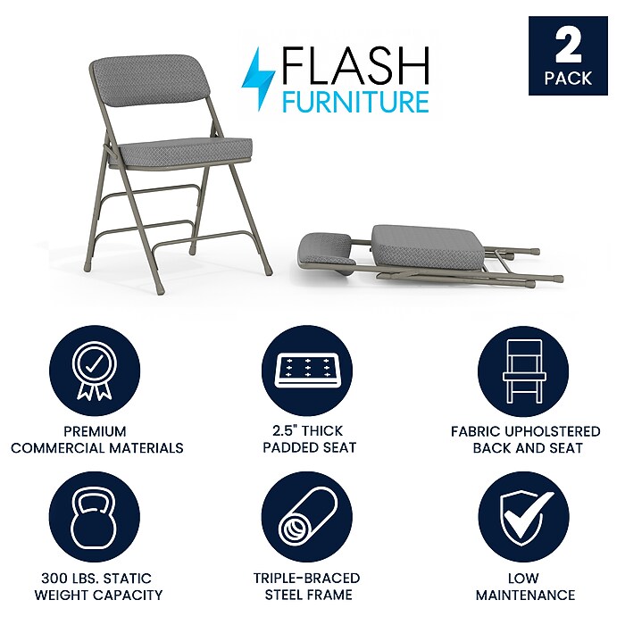 Flash Furniture Hercules Series Folding Chairs - 2 Pack, Beige Vinyl, Double Braced, 300 Lb Capacity