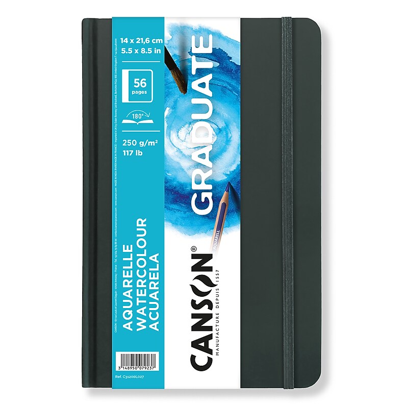 Canson Graduate 5.5" x 8.5" Hard Bound Watercolor Art Book, 28 Sheets/Book, 5/Bundle (MCX31200L027-5) image 1