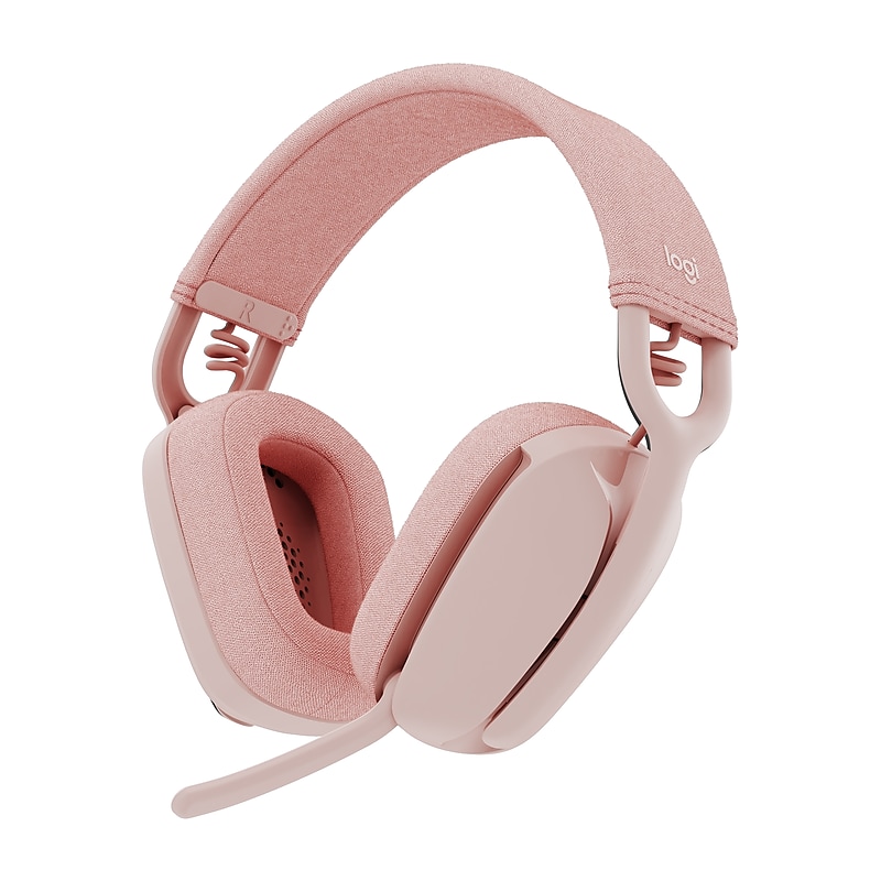 Logitech Zone Vibe 100 Wireless Noise Canceling Bluetooth Headset, Rose (981-001258) image 1