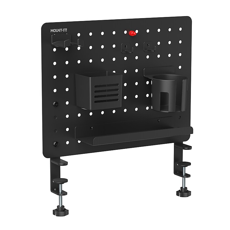 Mount-It! Clamp-On Pegboard Organizer with Accessories for Desks, Black (MI-7302BLK) image 1