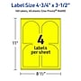 Avery Arched Laser/Inkjet Multipurpose Labels, 4.75" x 3.5", Neon Yellow (160/Box)~#|#~9AB7476F-1998-4FDD-808F02BA3284D979_sc7