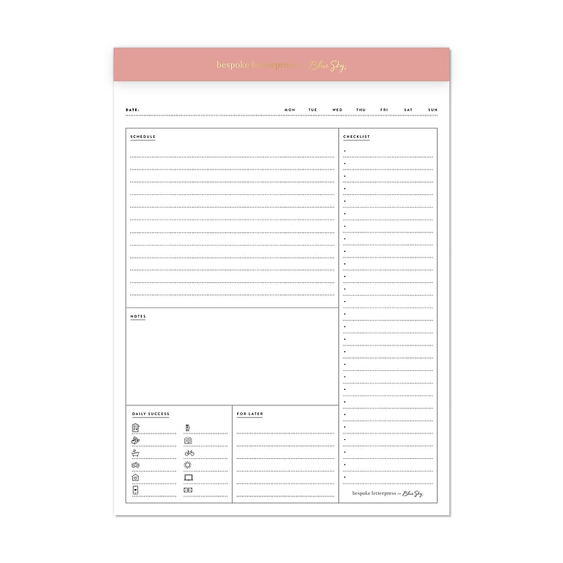 Blue Sky Bespoke Letterpress Notepad, 7" x 9", Camellia Pink Trim (155580) image 1