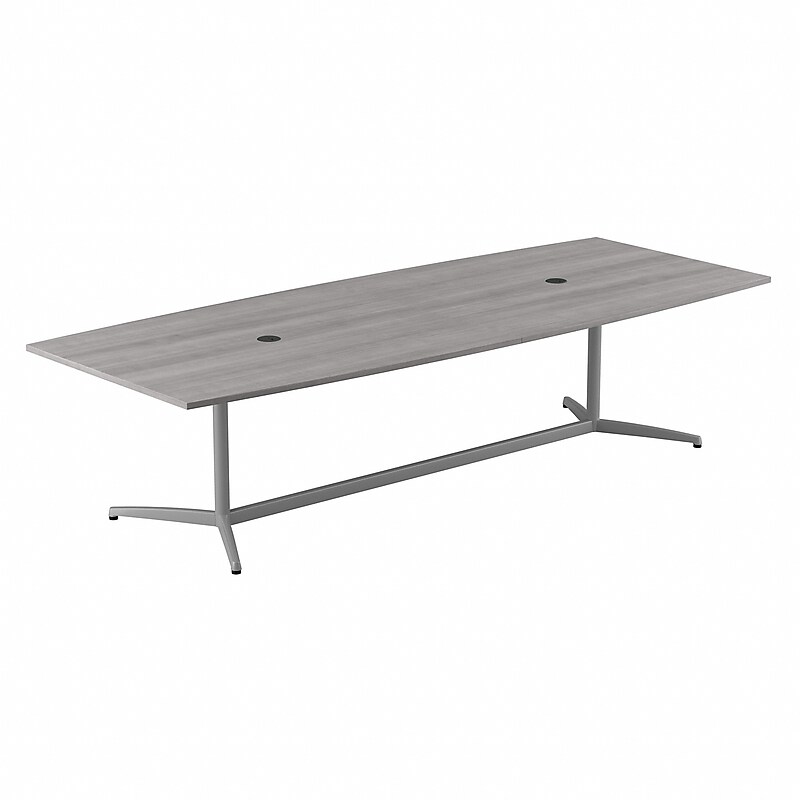 Bush Business Furniture 120W x 48D Boat Shaped Conference Table with Metal Base, Platinum Gray (99TBM120PGSVK) image 1