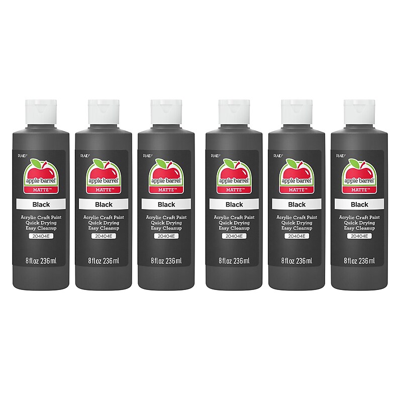 Apple Barrel Acrylic Paint Matte, 8oz., Black, 6/Pack (APP20404E-6) image 1