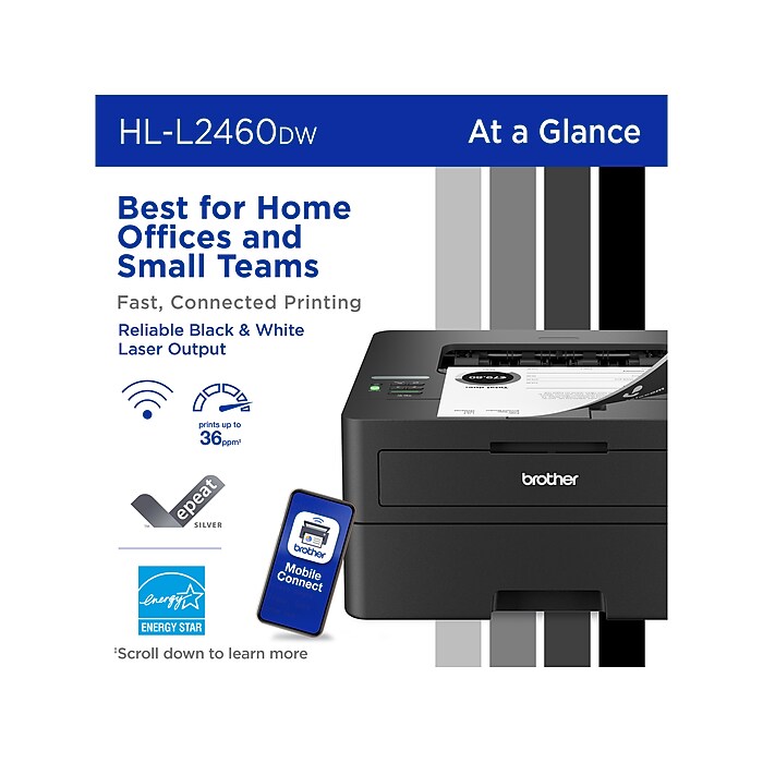 Brother HL-L2460DW Compact Wireless Black & White Laser Printer
