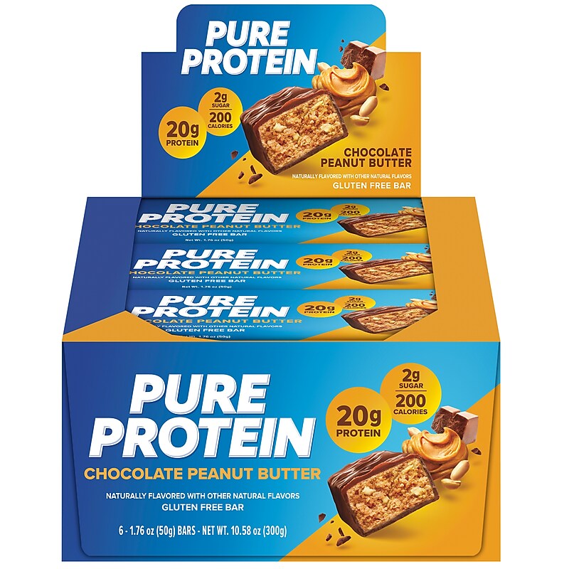 Pure Protein Gluten Free Chocolate Peanut Butter Protein Bar, 6 Bars/Box (NRN13805) image 1