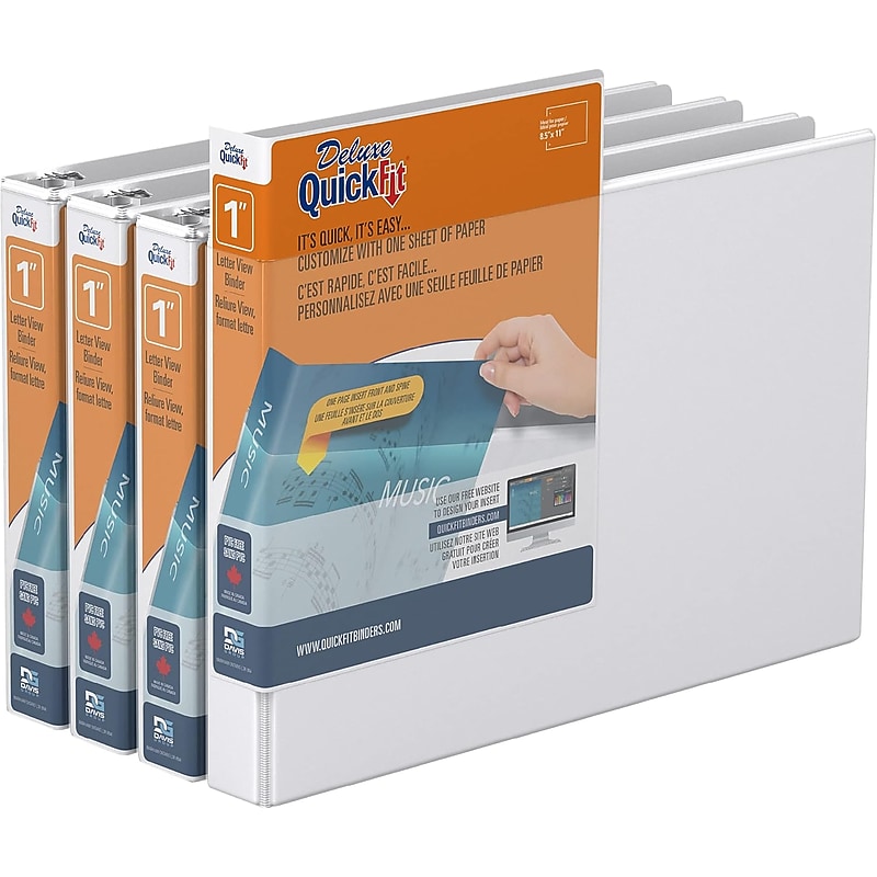 Davis Group QuickFit Heavy Duty 1" 3-Ring Standard Binders, D-Ring, Black, 4/Pack (95011P-04) image 1