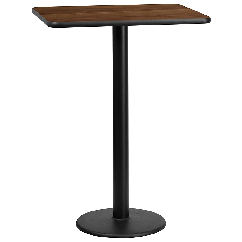 Flash Furniture Laminate Table Top with 18'' Round Bar-Height Table Base, 24'' x 30'', Walnut (XUWA2430TR18B) image 1