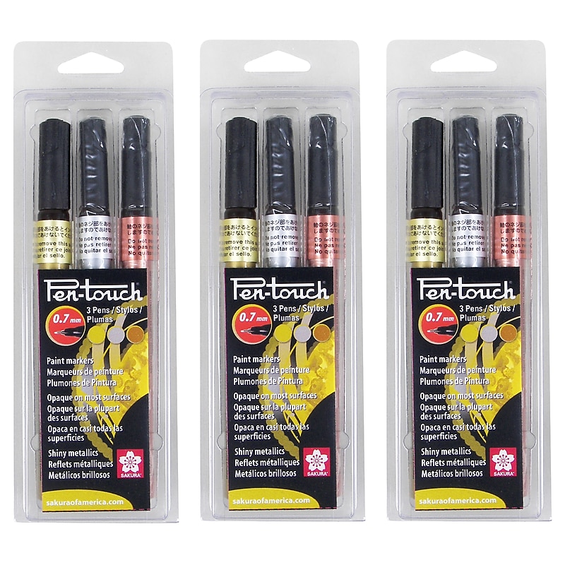 Sakura Pen-Touch Washable Water-Based Markers, Assorted Metallics, 3/Pack, 3 Packs/Bundle (SAK42191-3) image 1