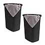 Mind Reader 15.85-Gallon Laundry Hamper with Lid, Plastic, Black, 2/Set (60HAMP2PK-BLK)~#|#~9ACD413F-A945-4C04-9D33F906D7EFCCA3_sc7