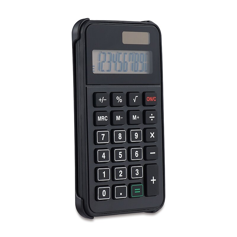 Staples 10-Digit Battery & Solar Basic Pocket Calculator, Black (ST150-CC) image 1