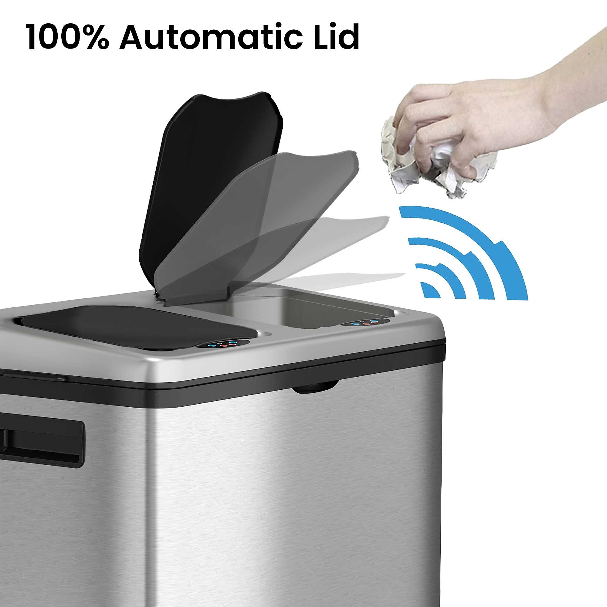 iTouchless Halo Dual Compartment Stainless Steel Sensor Recycle Bin and Trash Can, 16 Gallon (RT16SS) Sansujyuku sansujyuku.com