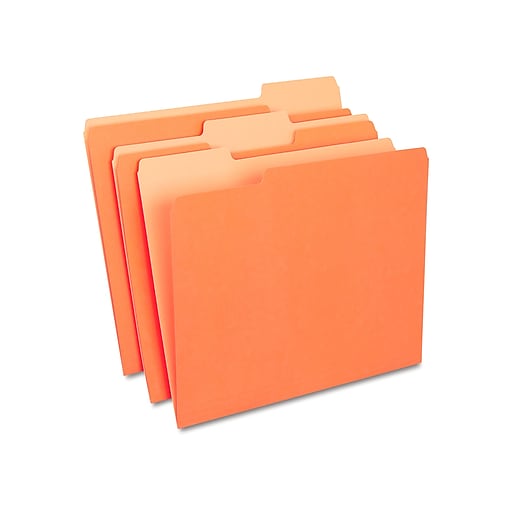 Staples File Folders, 1/3Cut Tab, Letter Size, Orange, 100/Box