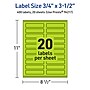 Avery Printable Rectangle Multipurpose Labels, 0.75" x 3.5", Bright Green, 400/Pack (94217)~#|#~9AE4265D-D917-4185-AB6ADFF040842760_sc7