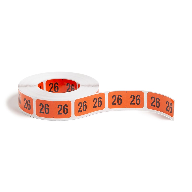 Smead ETYJ Color-Coded Year "26" Labels, 1-1/2" x 3/4", Orange, 500/Roll (68326) image 1