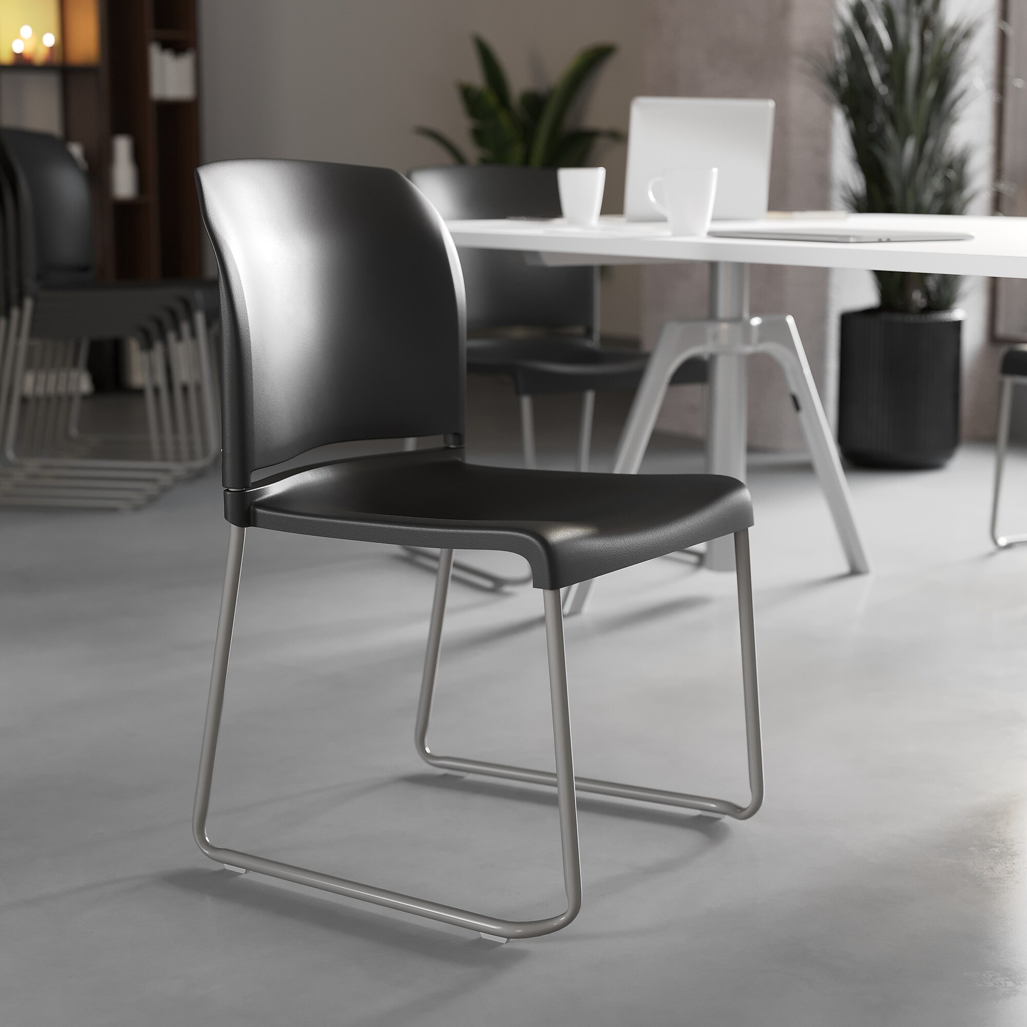 Flash Furniture HERCULES Series Plastic Contoured Stacking Chair, Black/Gray (RUT238ABK) Sansujyuku sansujyuku.com