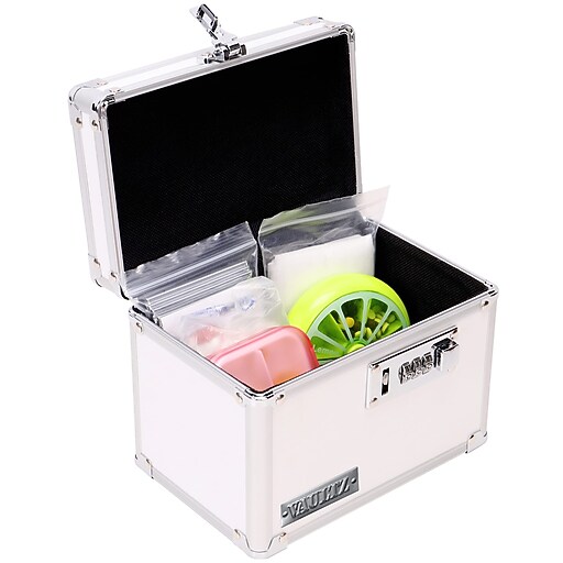 Vaultz Storage Container w/ Combination Lock, Plastic, White