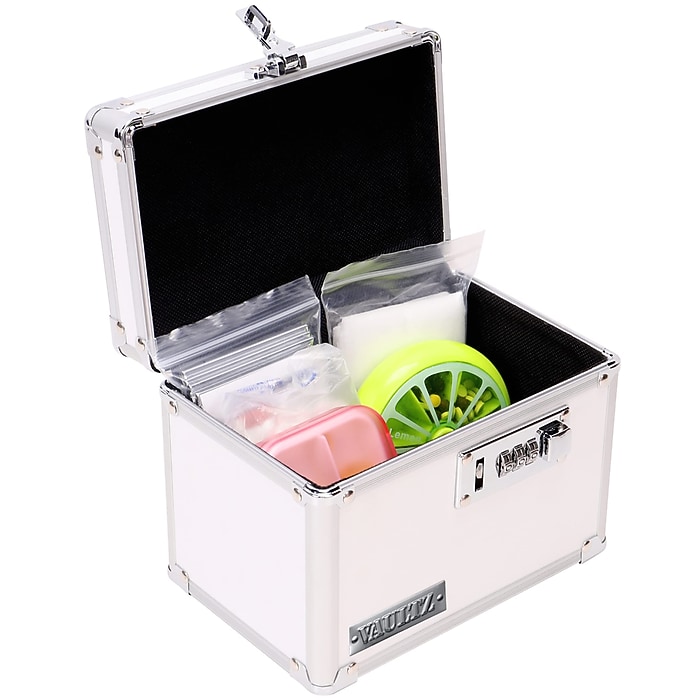 Vaultz Storage Container w/ Combination Lock, Plastic, White